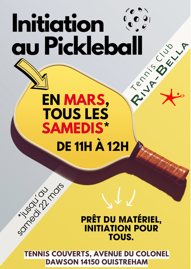 Invitation – Initiation au Pickleball en Mars au Tennis Club Riva-Bella