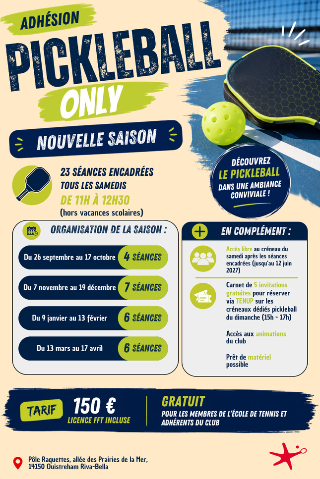 Adhésion Pickleball Only : découvrez le pickleball au TCRB ! Adhésion Pickleball Only : découvrez le pickleball au TCRB !